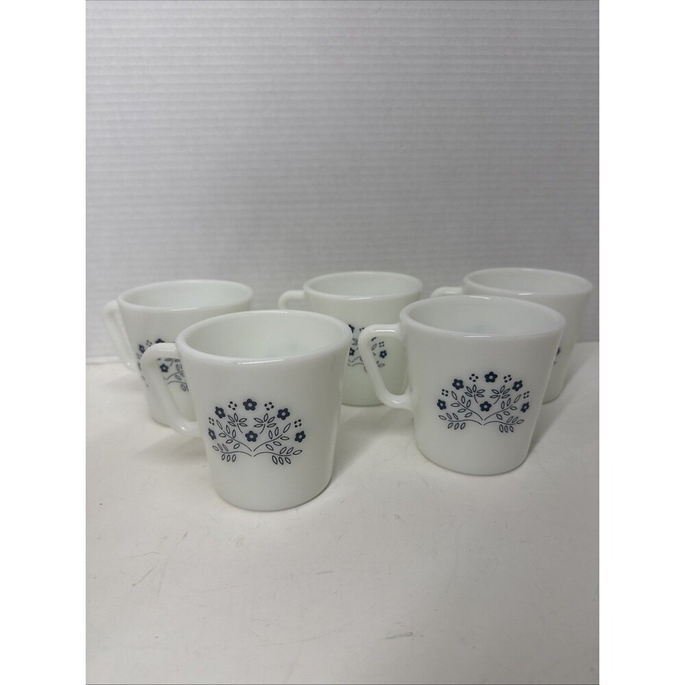 Pyrex Coffee Cup Mug Summer Impressions Blueberry Blue Flower Vintage Lot Of 5
